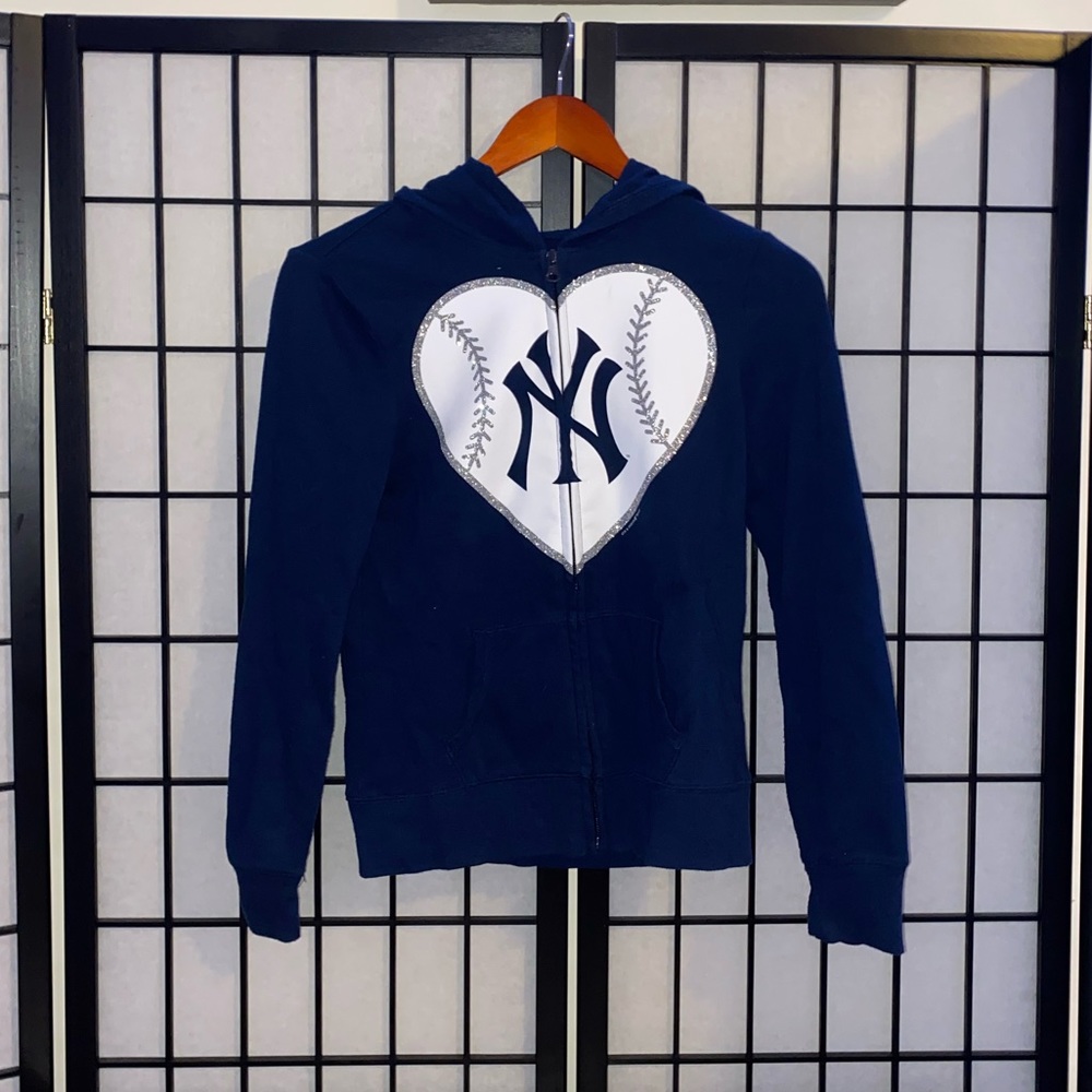 Blue Yankee Heart Zip up Hoodie